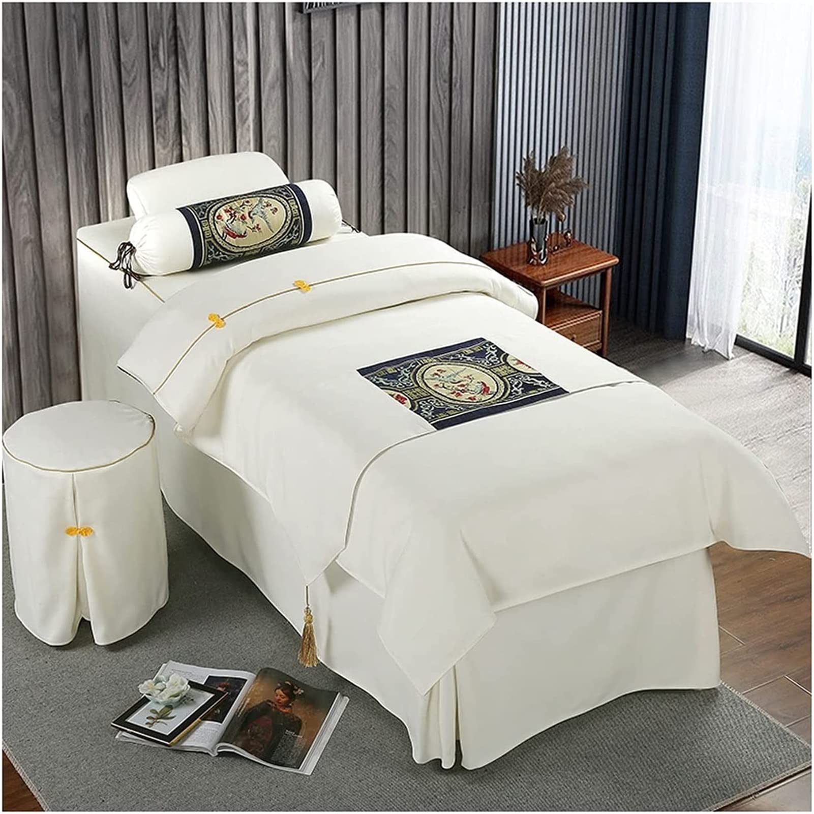 Premium 4-Piece Microfiber Massage Table Sheet Set - Soft Spa Bedding with Face Rest Hole - 70x190cm (28x75inch) - Ideal for Massage Therapy, Salon & Home Spa Treatments (Color: Blue)