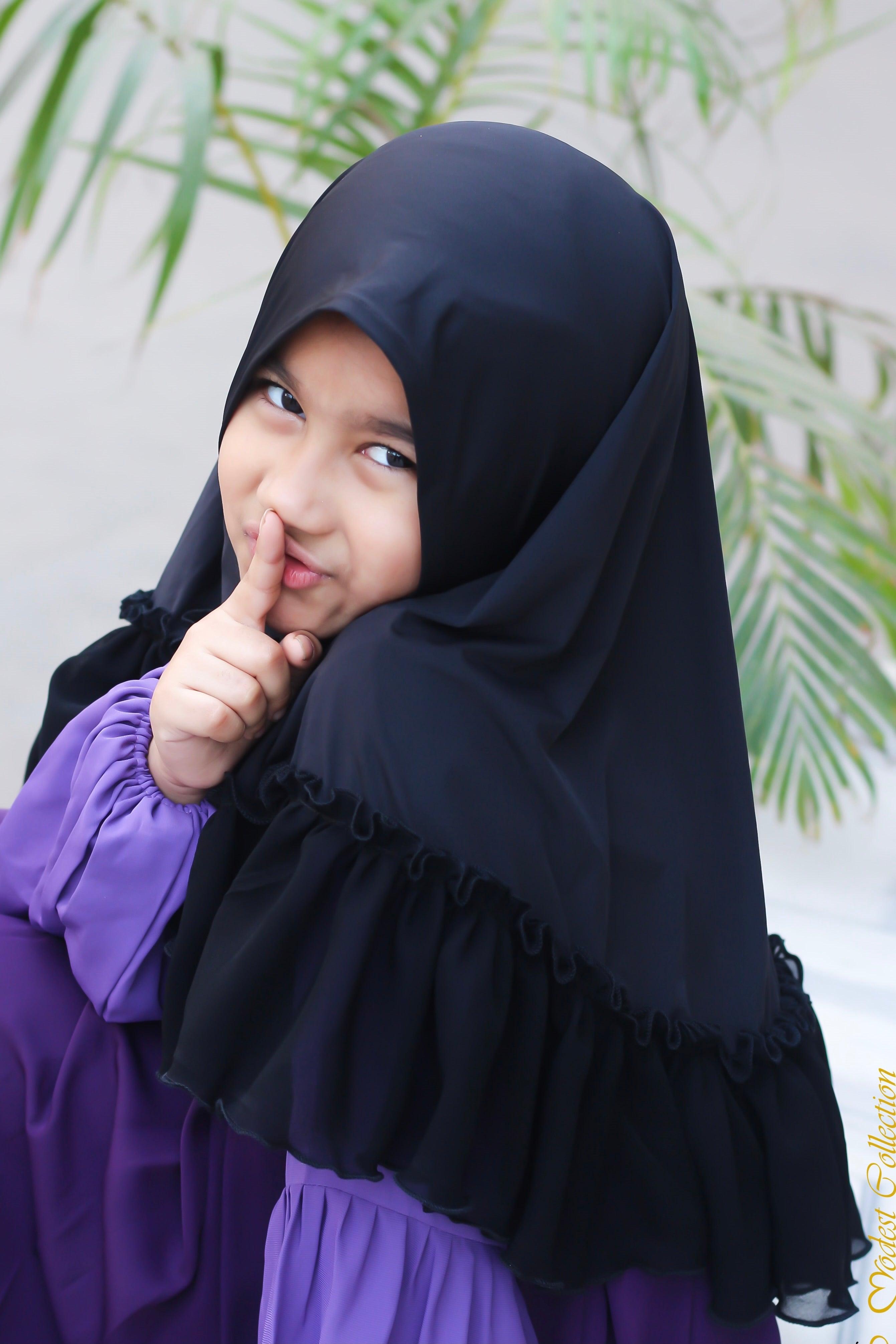 Black Baby Hijab - Soft Cotton Islamic Headscarf for Girls & Toddlers - Perfect for Prayer, Daily Wear & Special Occasions