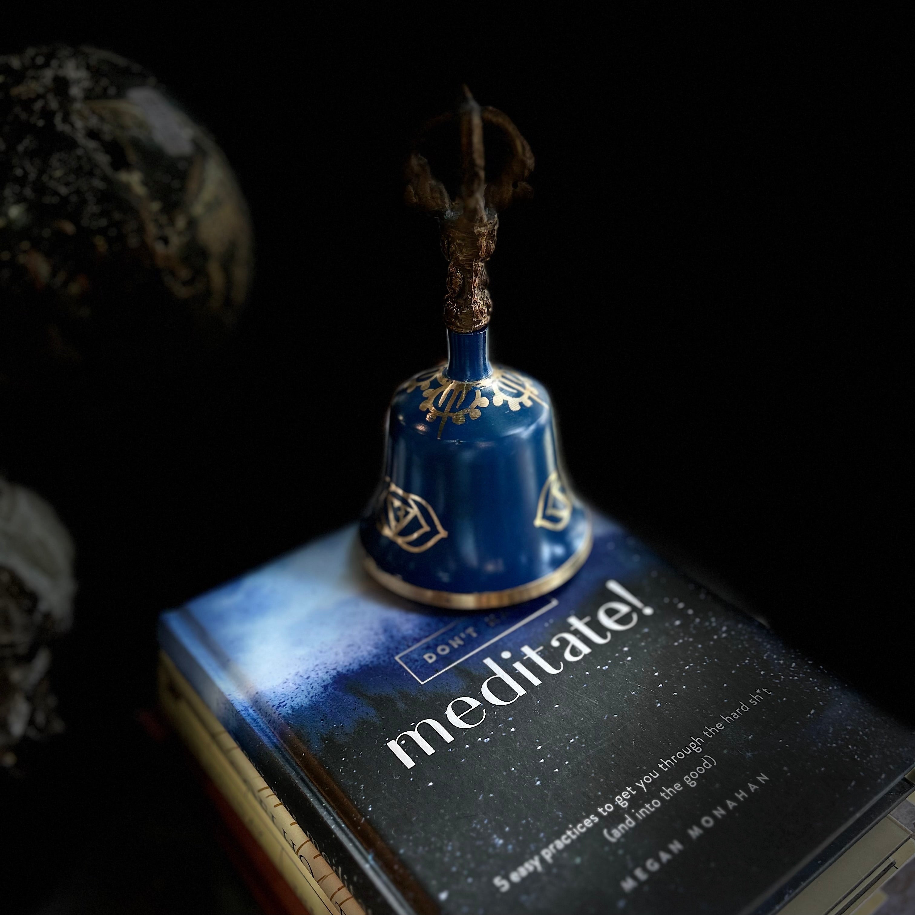 Authentic Blue Tibetan Third Eye Chakra Meditation Bell - Handcrafted Spiritual Healing Instrument for Yoga, Sound Therapy & Mindfulness Practices
