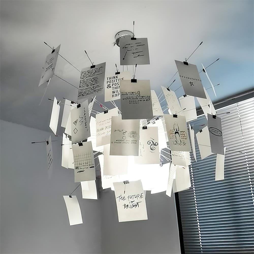 Mina Plug-In Paper Chandelier - Elegant Hanging Light for Bedroom, Dining Room & Living Room Decor