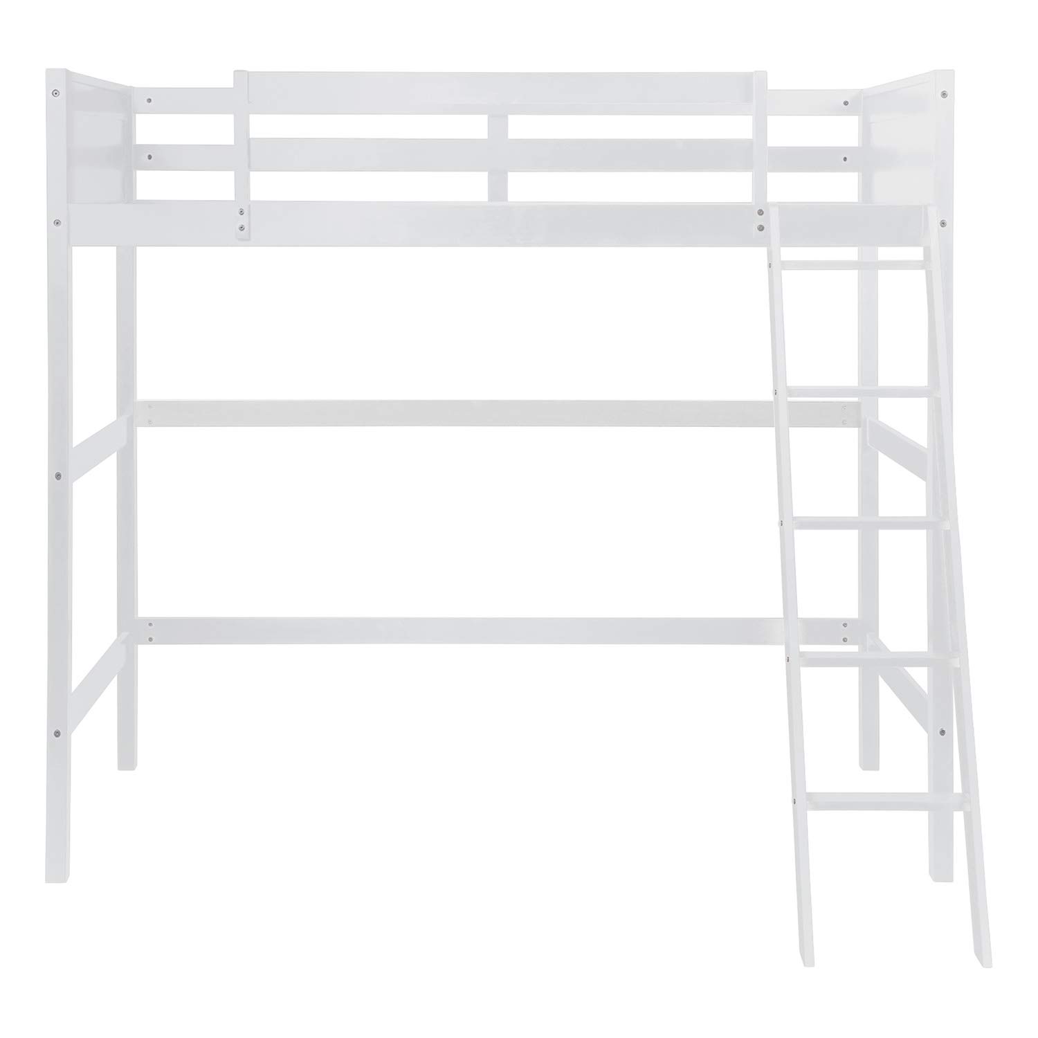 **Danxee Solid Wood Twin-Size Loft Bed with Ladder - Panel Style High Loft Bed for Kids & Teens - Sturdy White Wooden Loft Bed for Small Spaces, Dorm Rooms & Bedroom Furniture**