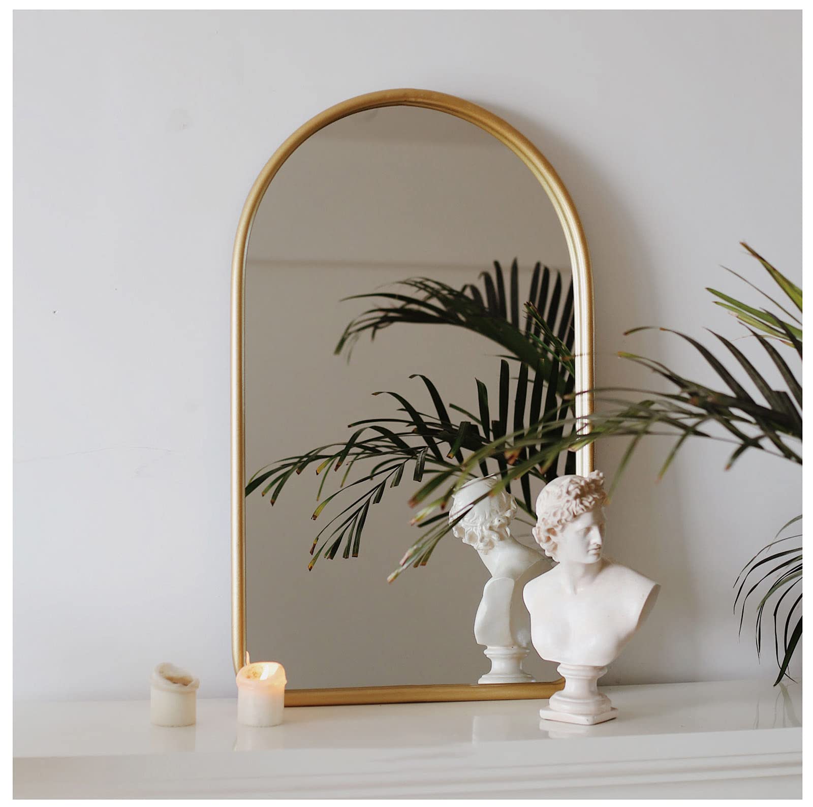 Nordic Arched Wall Mirror - Large Modern Gold Vanity Mirror for Bathroom, Living Room, Entryway & Dressing Table (20×31.5 Inch) - Perfect for Makeup, Home Decor & Creating Spacious Illusion