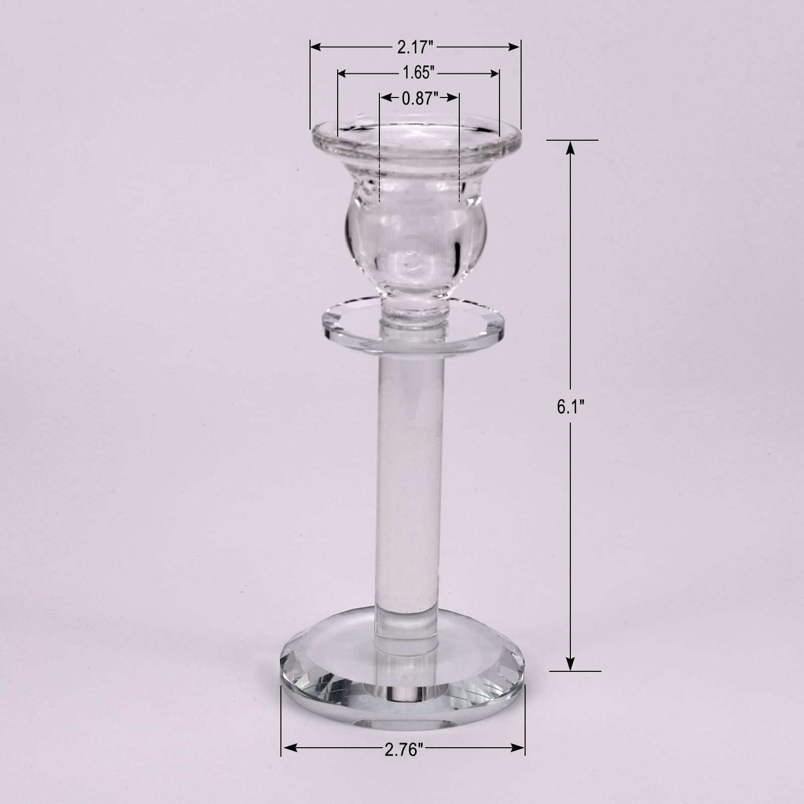 2-Piece Clear Glass Crystal Candle Holder Set - Elegant Pillar Candlestick Holders for Weddings, Birthdays, Dining & Memorials | Perfect Table Decor for Romantic Dinners, Special Events & Home Decoration