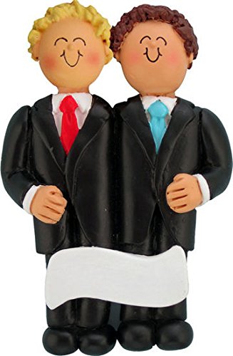 Personalized Same-Sex Wedding Christmas Tree Ornament - Custom Couple Figurine for LGBTQ+ Couples - Perfect for Holiday Decor, Anniversary Gifts & First Christmas Together