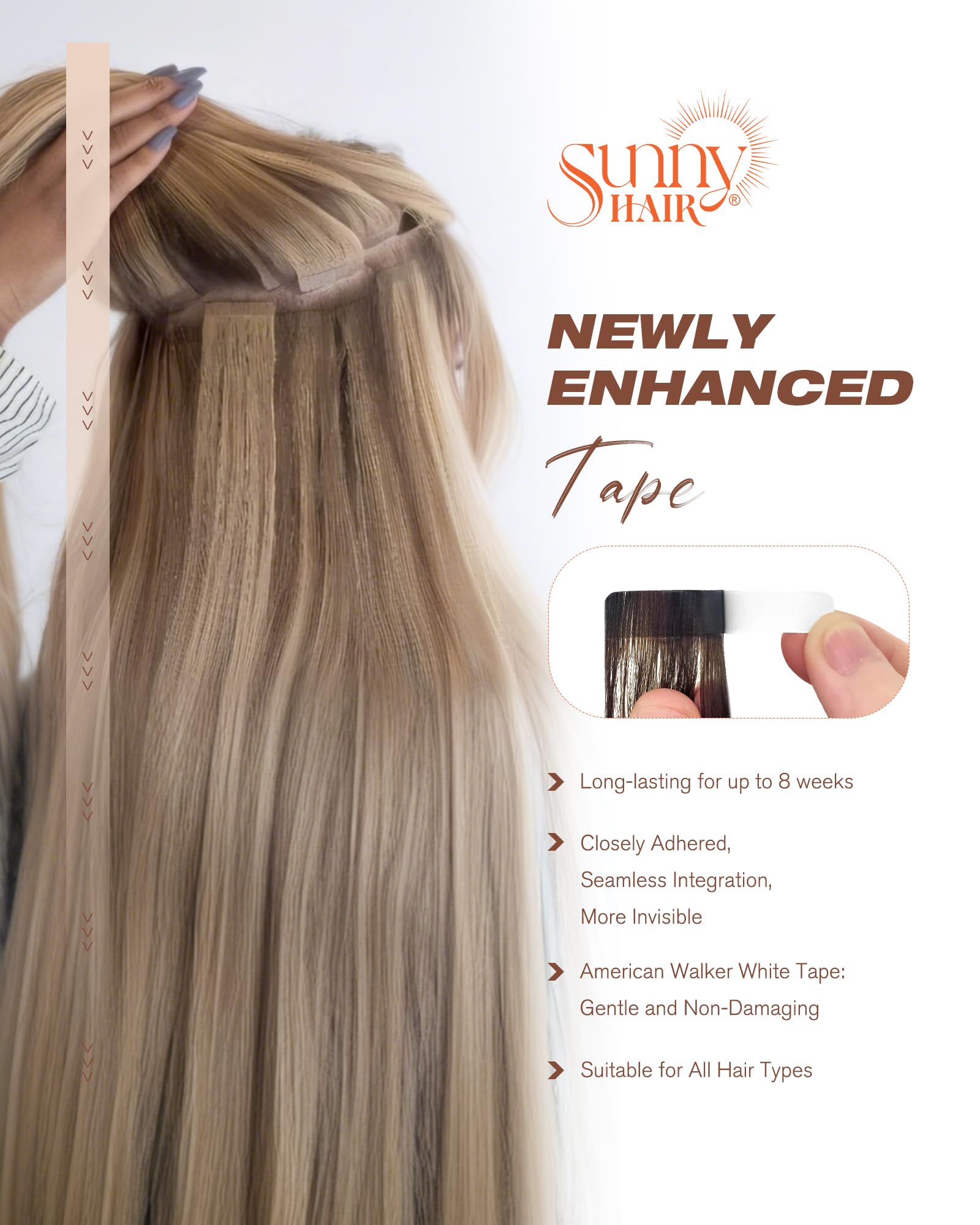 Sunny Tape in Hair Extensions 12 Inch 20Pcs - 100% Remy Human Hair, Invisible & Natural Looking Dark Brown Hair Extensions for Women - Perfect for Volume, Length & Styling for Parties, Weddings & Daily Wear