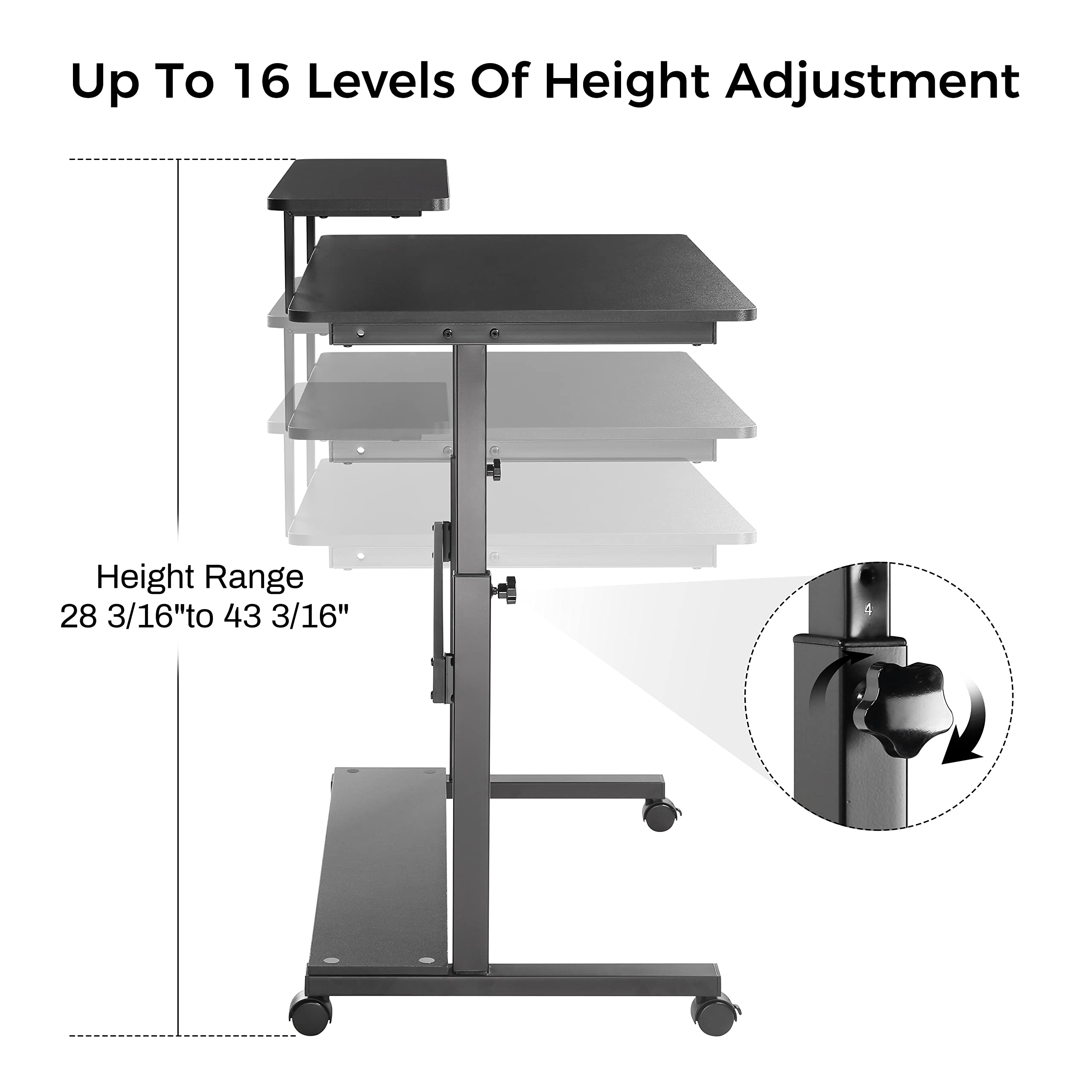 Height Adjustable Standing Desk with Wheels - 41