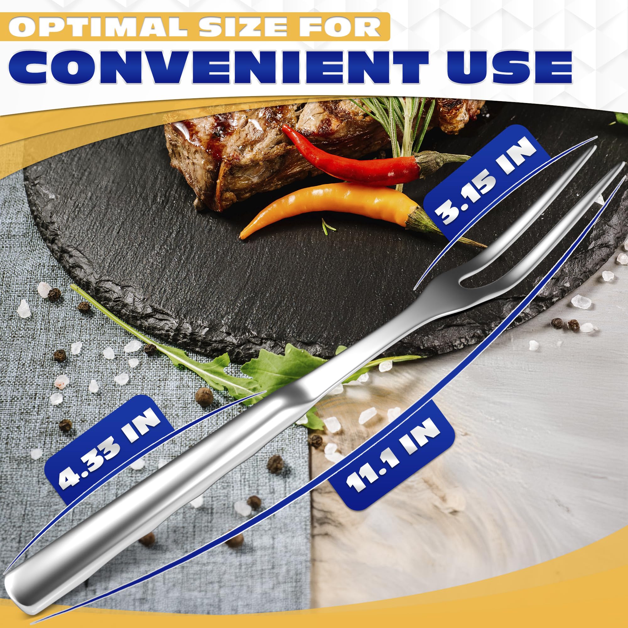 Premium Stainless Steel 11-Inch Two-Pronged Carving Fork - Heavy Duty Meat Fork for Cooking, Serving, and Grilling - Perfect for Roasts, Turkey, BBQ, and Holiday Meals