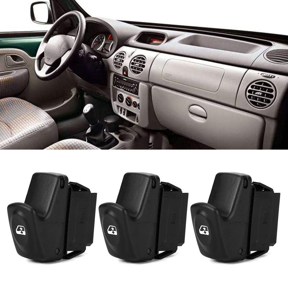 Qiilu 3-Piece Car Electric Window Switch Buttons (7700838100) - Power Window Switch Replacement Compatible with Renault Vehicles | Perfect for DIY Auto Repairs & Window Mechanism Upgrades