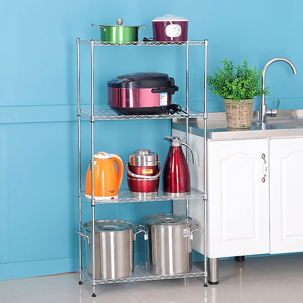 4-Tier Slim Metal Storage Shelving Unit - Narrow Wire Rack with PP Mat & Leveling Feet - 35kg Capacity Per Shelf (14×6×39in/18×6×39in) - Perfect for Pantry, Garage, Laundry Room & Small Space Organization