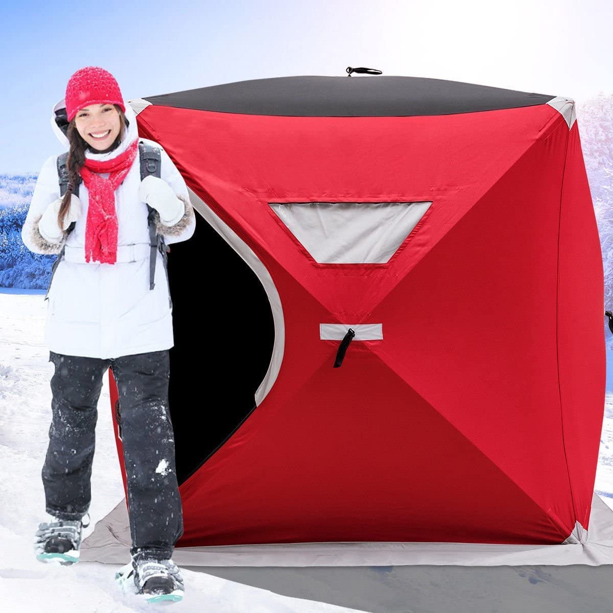 Hysache Portable Ice Fishing Shelter - Quick Setup 2-3 Person Winter Tent with Carry Bag, Windproof & Waterproof for Outdoor Fishing, Camping, Hunting - Perfect for Extreme Cold Weather Adventures