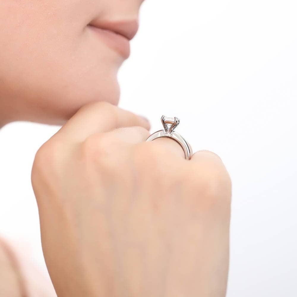 BERRICLE 1.2 Carat Princess Cut Cubic Zirconia Sterling Silver Solitaire Engagement & Wedding Ring Set for Women - Rhodium Plated, Size 4-10 - Perfect for Proposals, Anniversaries & Bridal Jewelry