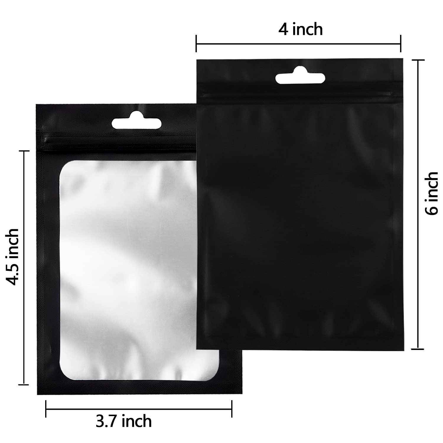 350-Piece Resealable Food Storage Bags with Clear Window (4×6 Inch Black) | Reusable, Airtight Packaging for Small Business, Christmas Treats & Meal Prep | Perfect for Snacks, Cookies, Candy & Party Favors