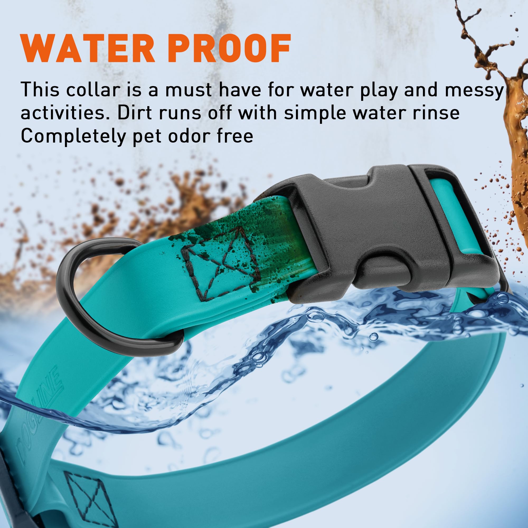 **Waterproof Biothane Dog Collar with Quick Release Buckle - Odor-Proof & Easy to Clean - Strong Coated Nylon Webbing for Small, Medium & Large Dogs (Teal, 1