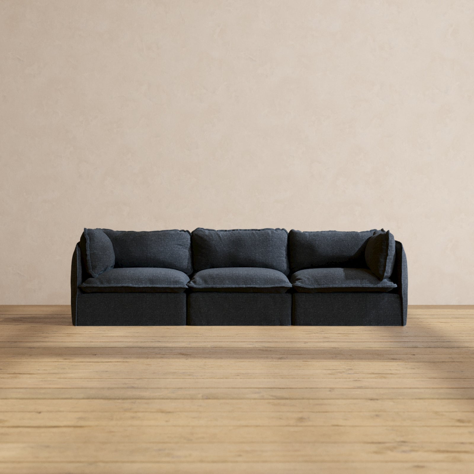 Premium Modular Performance 3-Seater Sofa in Indigo Blue | Luxe Fabric Blend | Perfect for Living Rooms, Home Theaters & Office Lounges