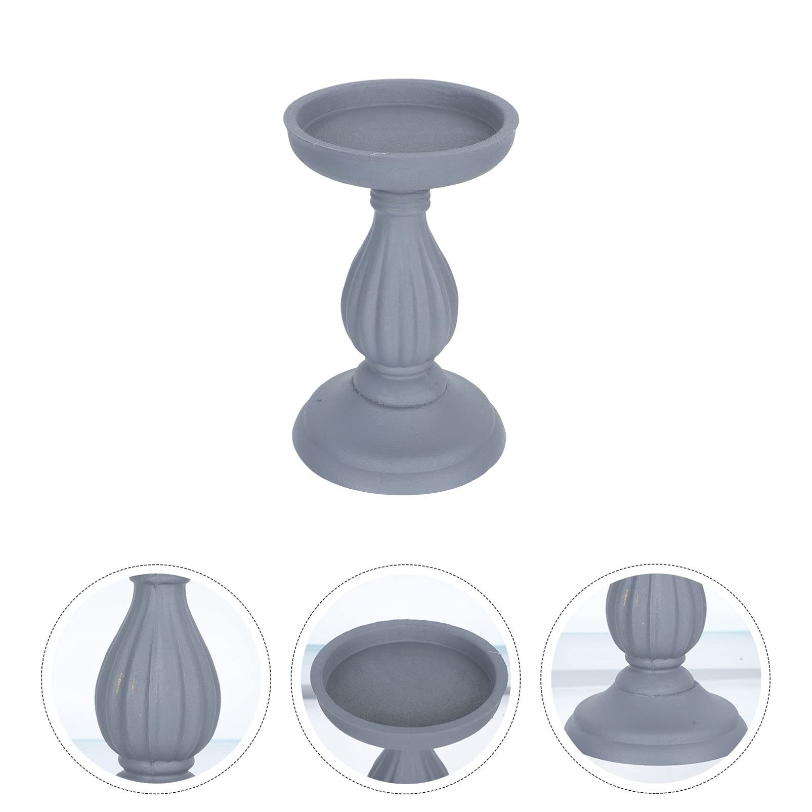 Roman Column Candle Holder - Resin Candlestick Stand for Pillar & Tea Light Candles - Greek Figurine Base - Wedding Table Centerpiece in Grey - Perfect for Home Decor, Wedding Receptions & Romantic Dinner Settings