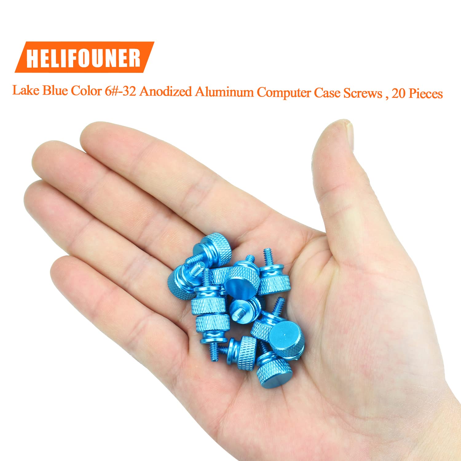 20-Pack 6-32 Thread Lake Blue Anodized Aluminum Thumb Screws for Computer Case, Cover, Power Supply & Hard Drives - Secure & Easy Installation for PC Builds & Upgrades
