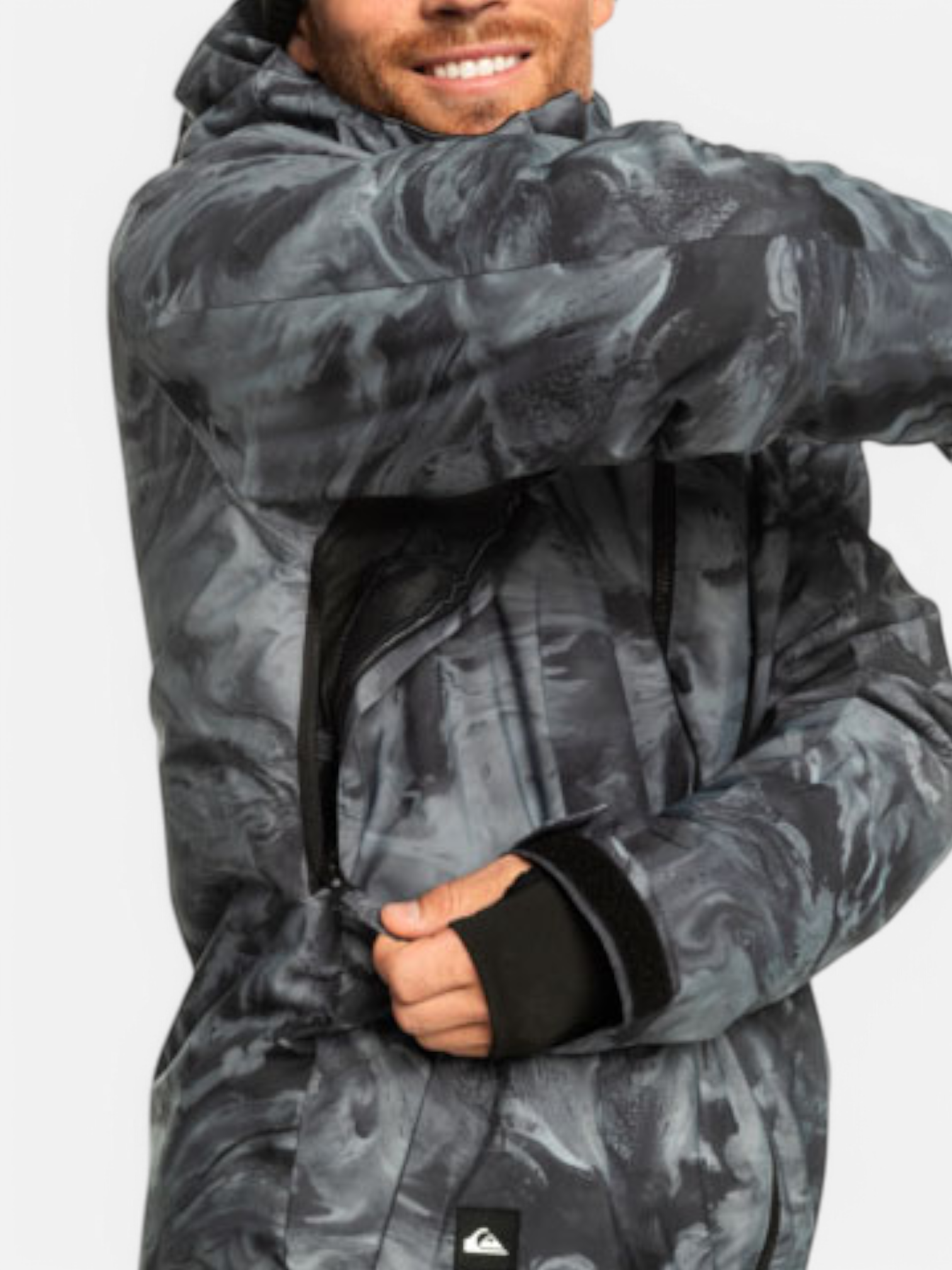 Quiksilver Snow Mission Printed Black Snow Jacket for Men & Women - Waterproof Winter Coat for Skiing, Snowboarding & Outdoor Adventures