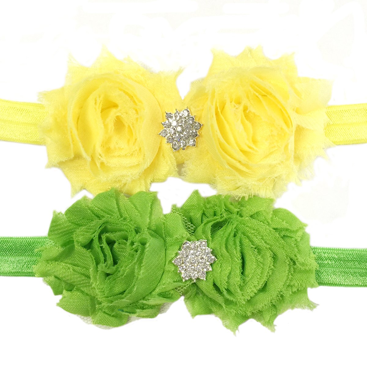 8-Piece Frayed Shabby Chic Double Rose Baby Headbands Set | Newborn Infant Hair Accessories for Girls | Perfect for Photography, Birthday Parties & Special Occasions