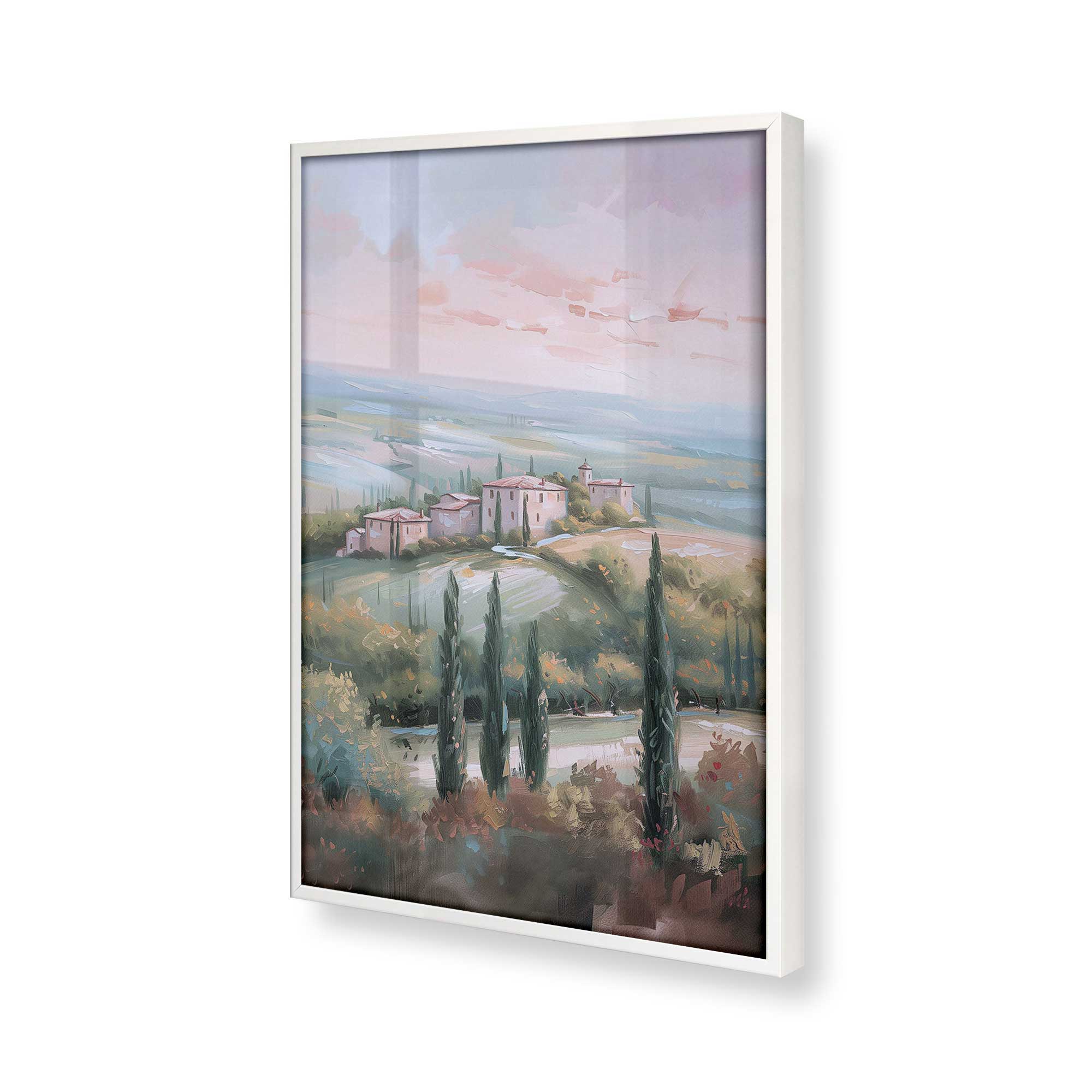 Tuscany Sunset Landscape Art Print - Dusk's Glow v1 Wall Decor for Living Room, Bedroom & Office