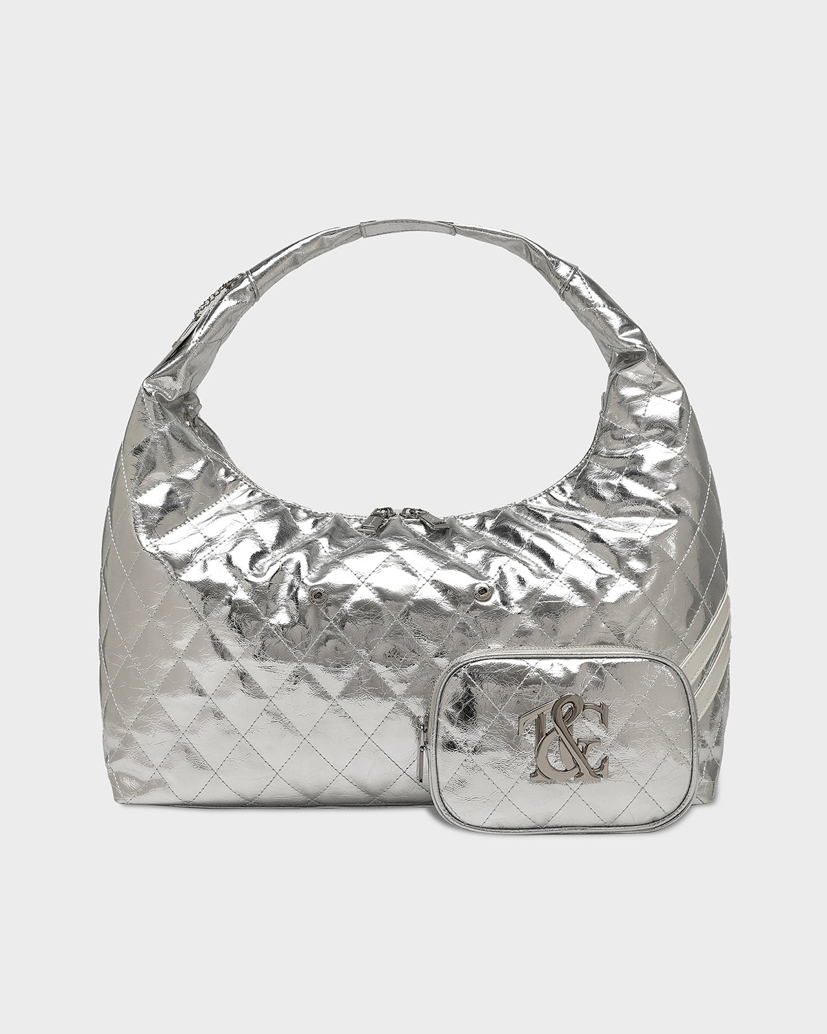 Stylish Silver Diamond Stitch Quilted Tote Bag for Women - Fashionable Handbag for Work, Travel & Everyday Use