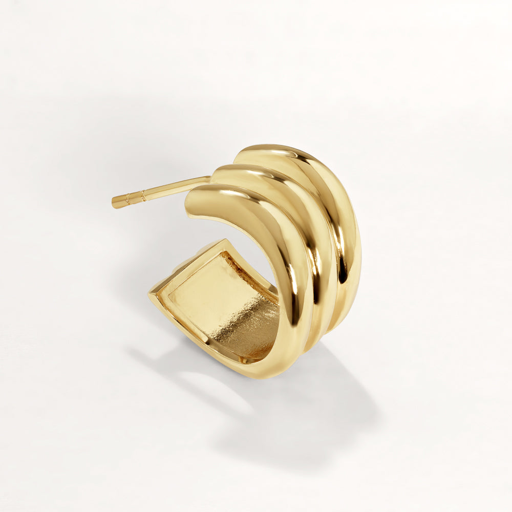 Gold Triple Wave Hoop Earrings for Women - Trendy Boho Chic Jewelry for Everyday Wear & Special Occasions