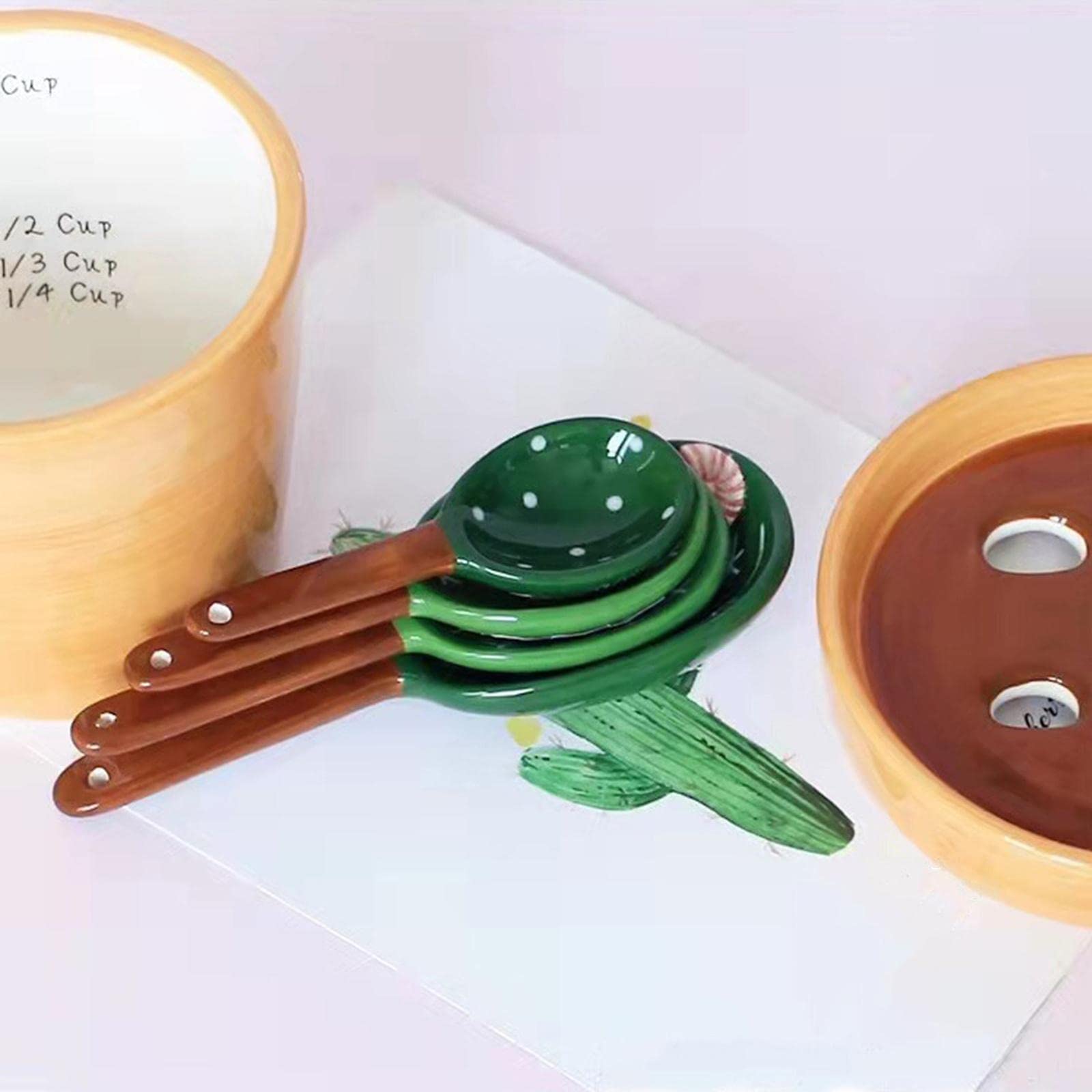 LOSA Creative Cactus Measuring Spoons Set - 5-Piece Stainless Steel Kitchen Measuring Spoons in Flower Pot - Perfect for Baking, Cooking & Coffee Measuring (Ideal Gift for Home Chefs)