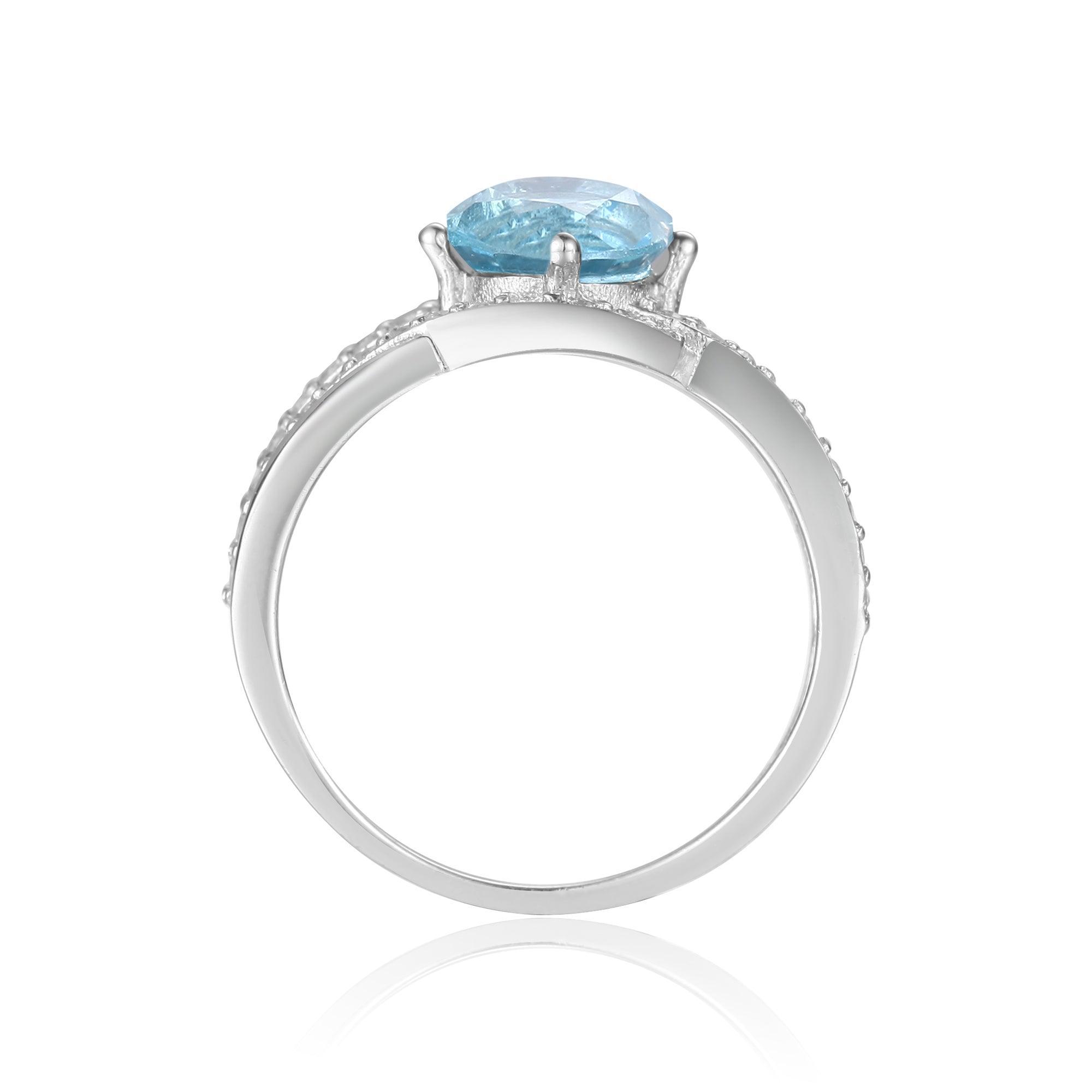 Blue Topaz Fashion Ring for Women - Elegant Sterling Silver Jewelry Gift for Birthday, Anniversary & Special Occasions