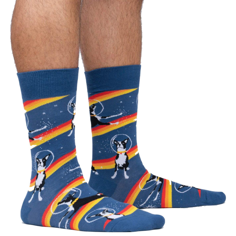 Astro Puppy Crew Socks for Men - Fun & Comfortable Novelty Socks - Perfect for Casual Wear, Gifts & Dog Lovers
