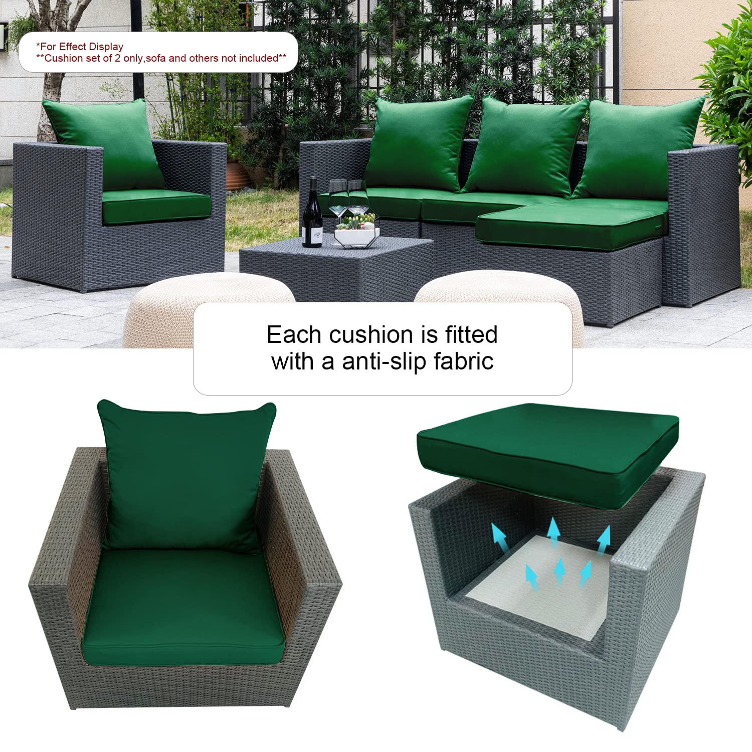 ARTPLAN Waterproof Outdoor Chair Cushions Set - All-Weather Deep Seat & Back Pillows for Patio Furniture - Perfect for Garden, Deck, Poolside & Indoor Use