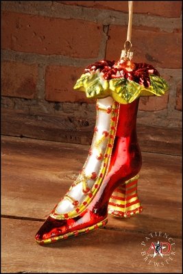 Patience Brewster High Heel Shoe Glass Christmas Ornament - Elegant Holiday Decor for Tree, Gift, and Home Decoration