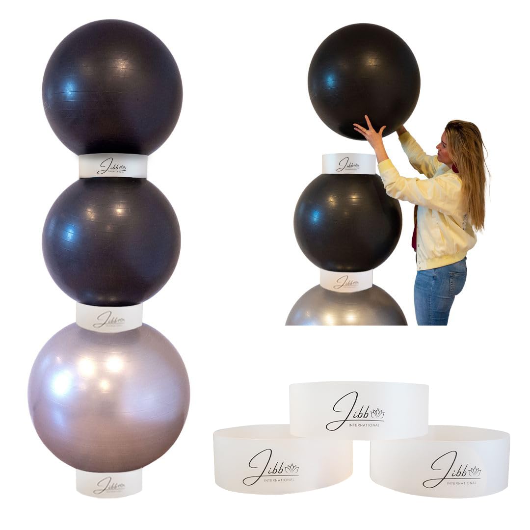 Jibb® 3-Pack Exercise Ball Holders - Yoga & Stability Ball Rack for Home Gym & Studio Storage | Durable Physio Ball Stand Organizer | Perfect for Yoga, Pilates & Fitness Training | Space-Saving Solution for Exercise Balls