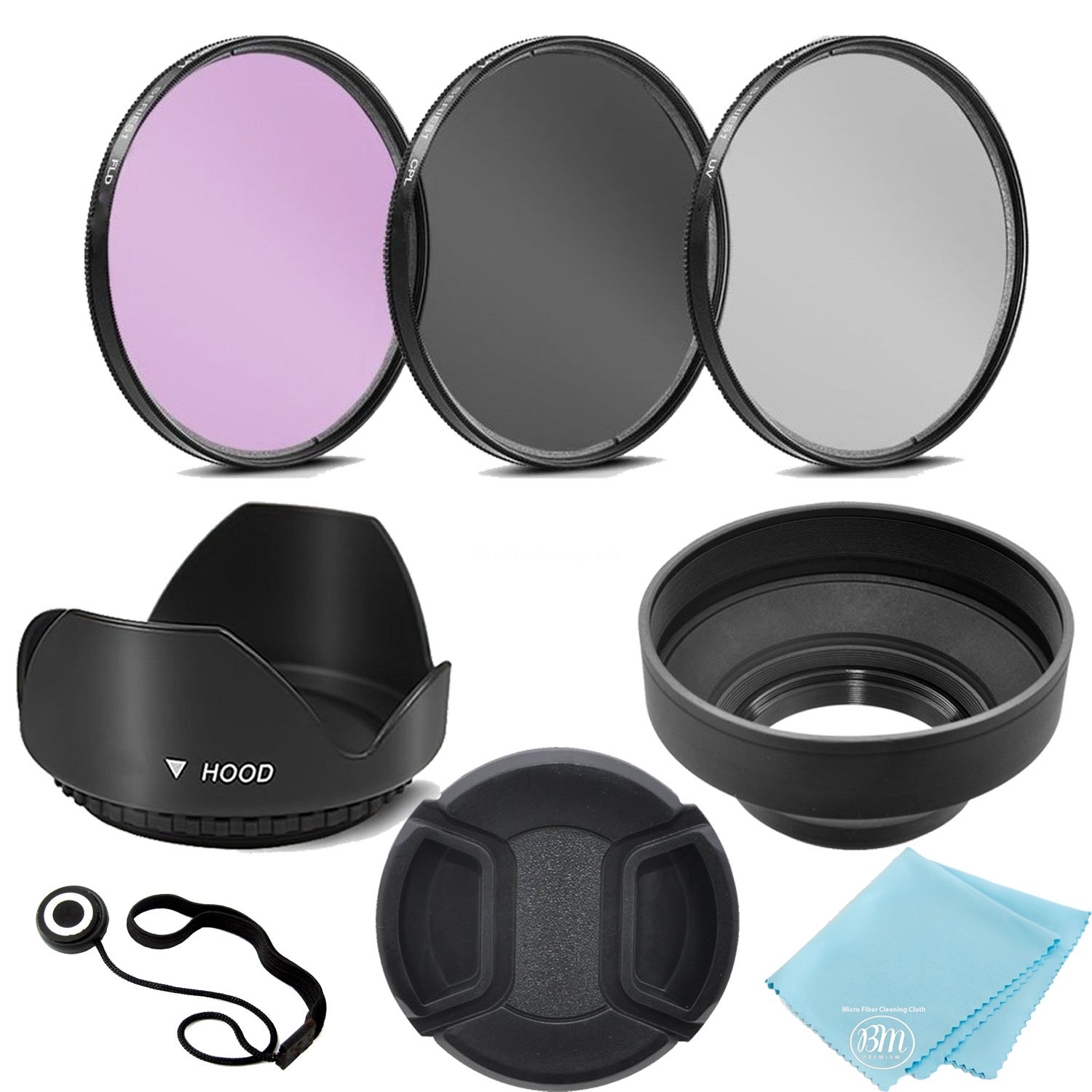 67mm 3-Piece Camera Filter Kit (UV/CPL/FLD) with Tulip Lens Hood, Soft Rubber Hood & Lens Cap - Compatible with Canon, Nikon, Sony, Olympus, Panasonic, Fujifilm & Sigma DSLR/Mirrorless Cameras - Perfect for Landscape, Portrait & Travel Photography