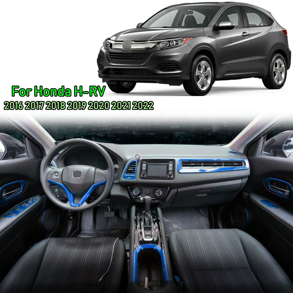 BOYOUS ABS Center Console Gear Shift Panel Frame Cup Holder Cover Trim for Honda HR-V 2016-2022 - Interior Accessories Upgrade (Blue) - Perfect for Car Customization & Daily Driving Comfort