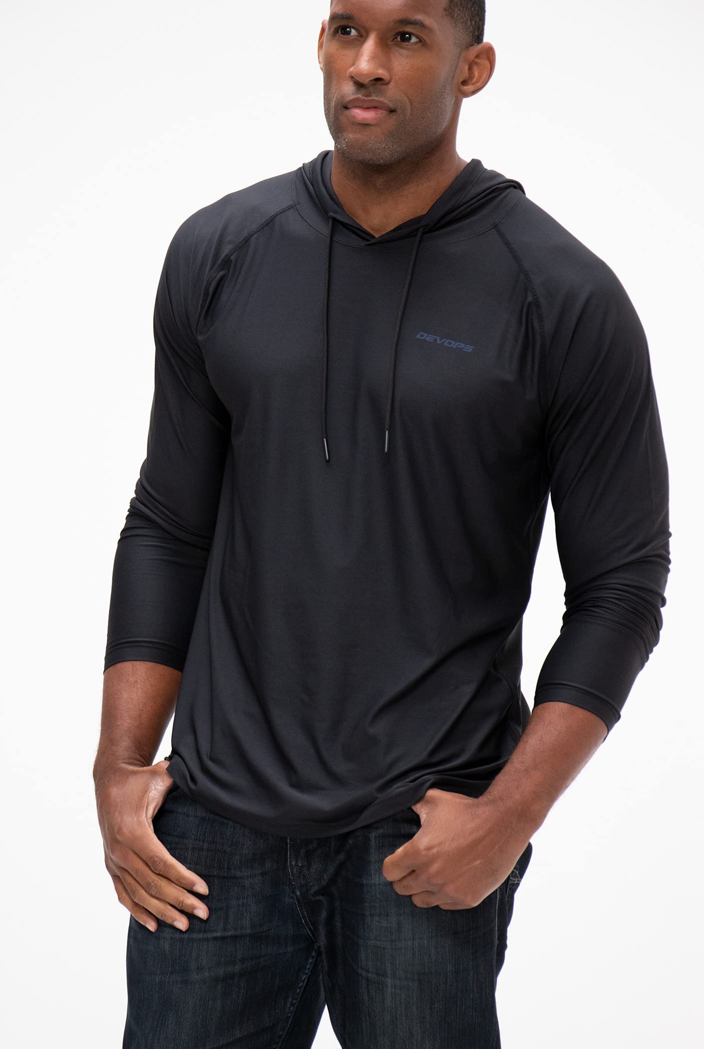 DEVOPS Men's Hoodie - Long Sleeve Pullover for Fishing, Hiking, Running & Workout - Comfortable Athletic Shirt for Outdoor Activities & Gym Training