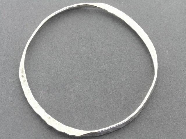 Hammered Flattened Bangle Bracelet - 925 Sterling Silver Jewelry for Women - Boho Chic Accessories for Everyday Wear & Special Occasions