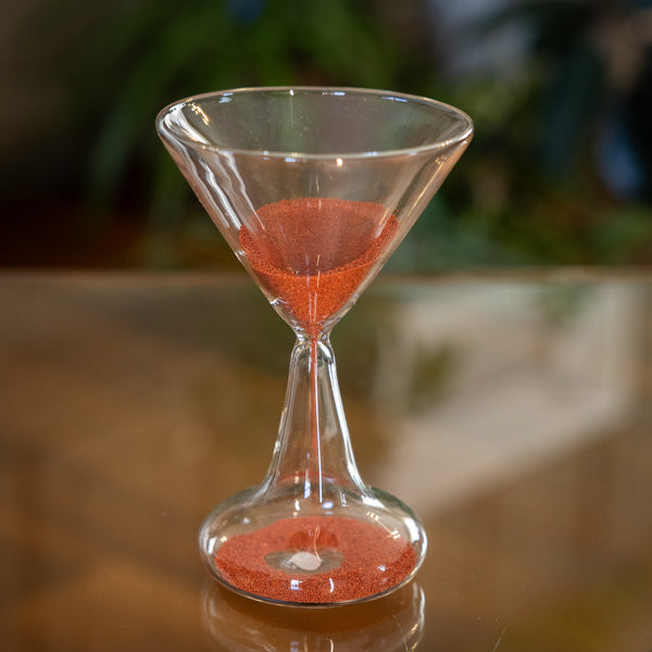 Premium Cocktail Glass Sand Timer - Red or White - Perfect for Bartending, Cooking, and Party Games