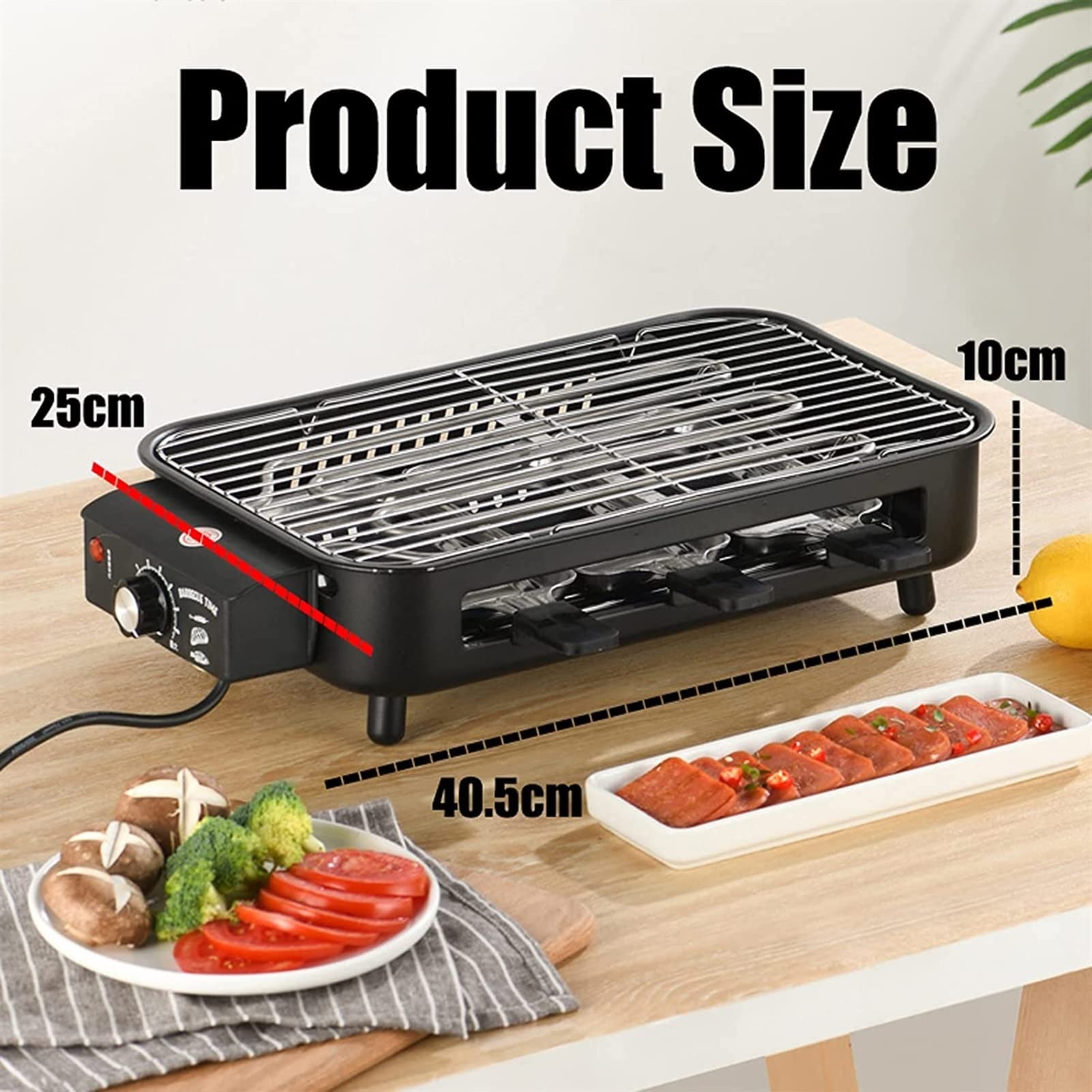 Smokeless Electric Indoor Grill with Nonstick BBQ Grill Plate - Double Layer Design for Healthy Cooking - Perfect for Parties, Family Gatherings & Small Kitchen Spaces