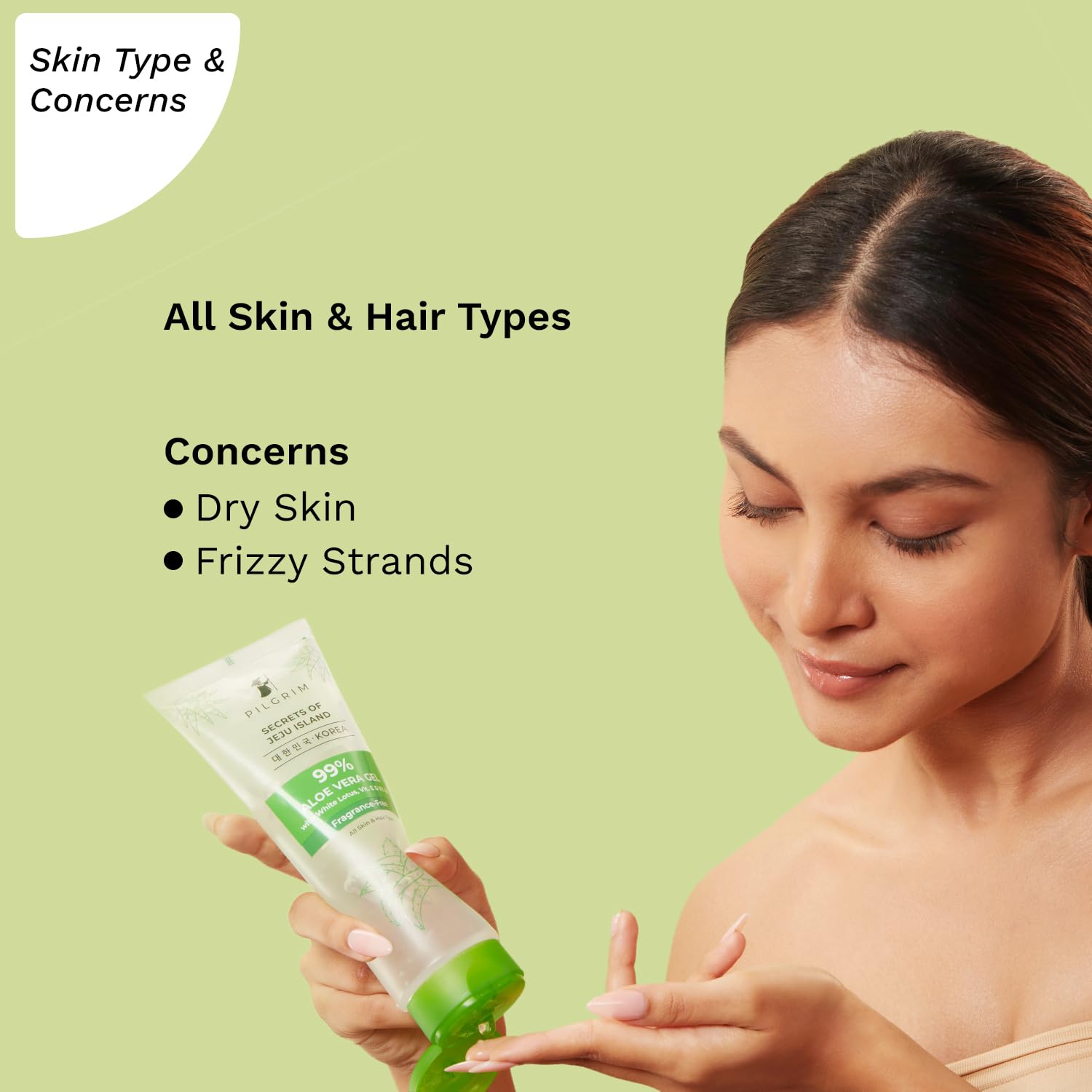 PILGRIM Korean 99% Pure Aloe Vera Gel 200ml with Vitamin E & B5 - Hydrating Face Moisturizer & Hair Conditioner for Dry Skin & Frizzy Hair - Paraben Free, Sulfate Free, Fragrance Free - Perfect for Sunburn Relief, Daily Skincare & Hair Treatment