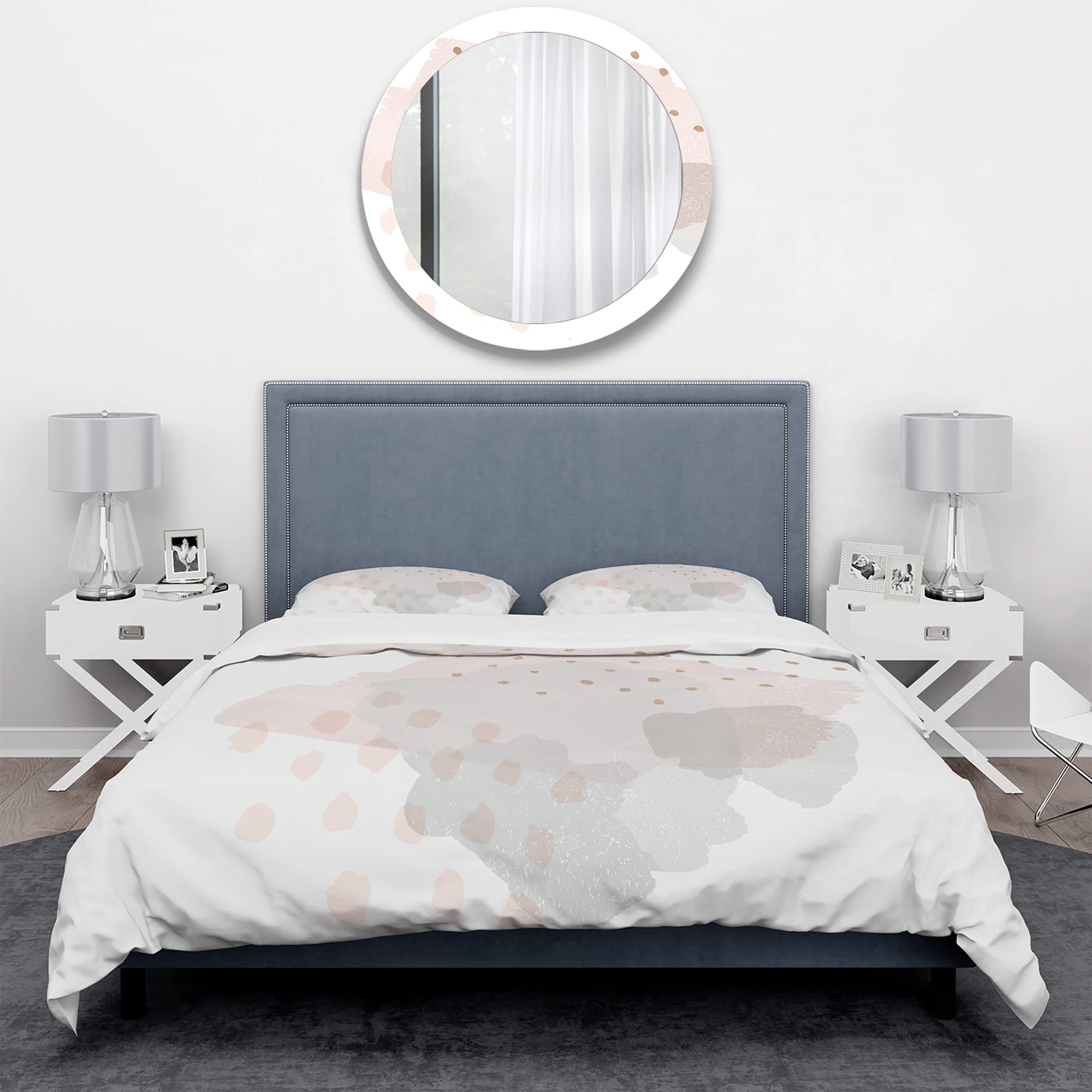 Minimal Blush Shabby Chic Duvet Cover Set - King Size Grey Abstract Bedding for All Seasons