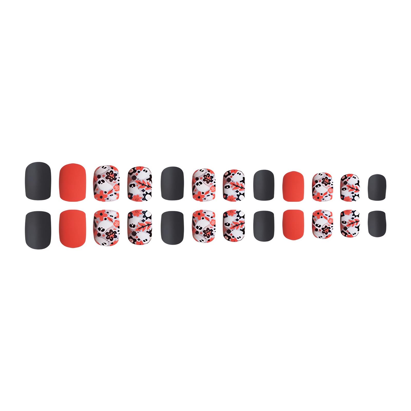 24Pcs Halloween Press on Nails - Short Square Fake Nails with Ghost, Flower & Leaf Designs - Glossy Orange & Black Halloween Glue on Nails for Women - Perfect for Halloween Parties, Costume Events & Fall Holiday Nail Art