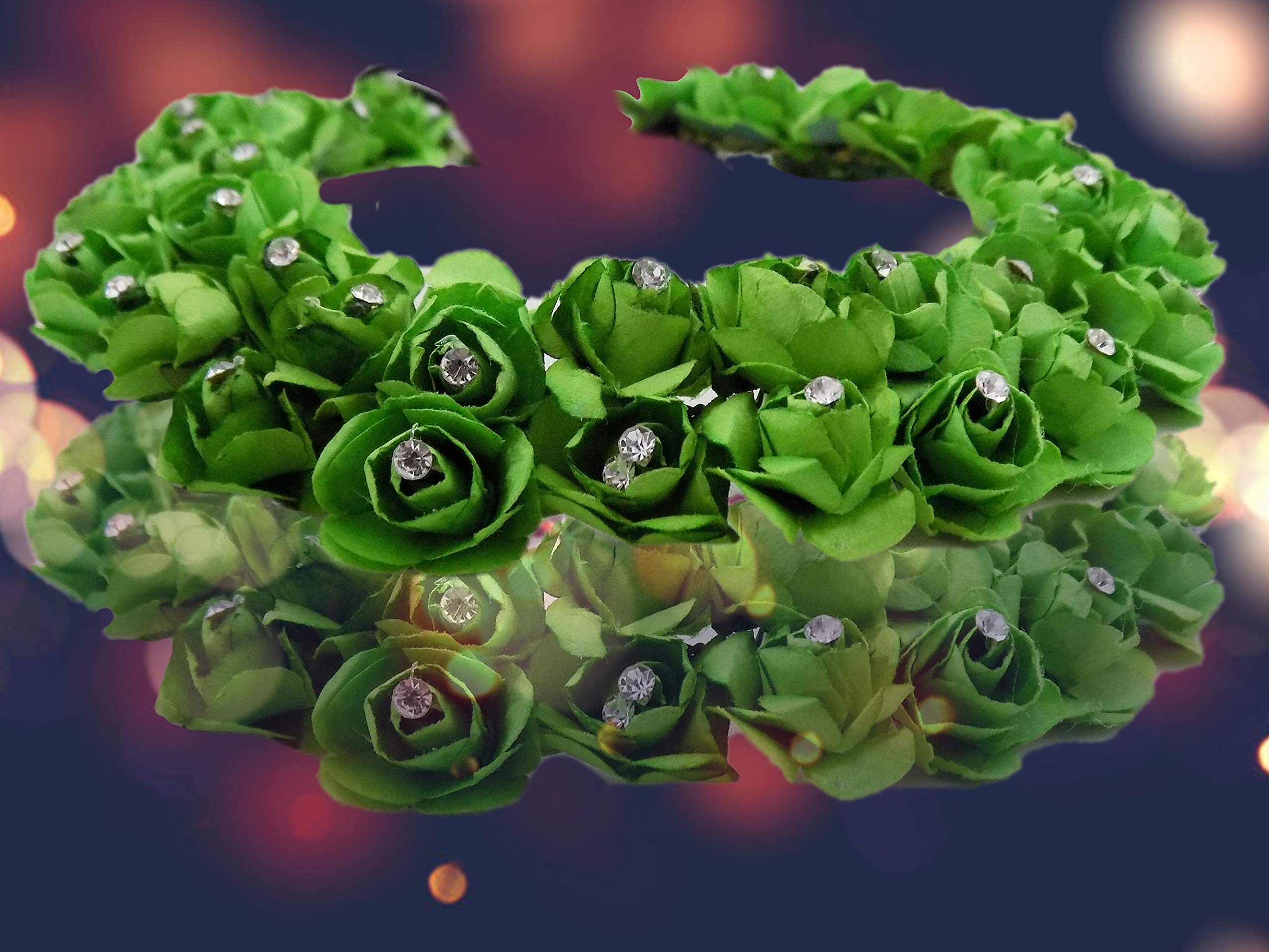 Confidence Gajra Hair Flowers for Women - Green Floral Hair Accessories for Weddings, Parties & Festivals