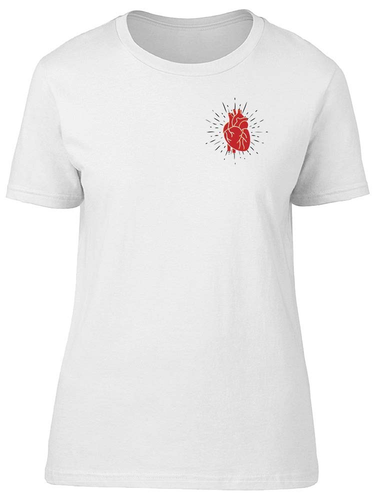 Red Pocket Human Heart Graphic T-Shirt for Women | Trendy Casual Tee for Everyday Wear, Street Style & Outfits