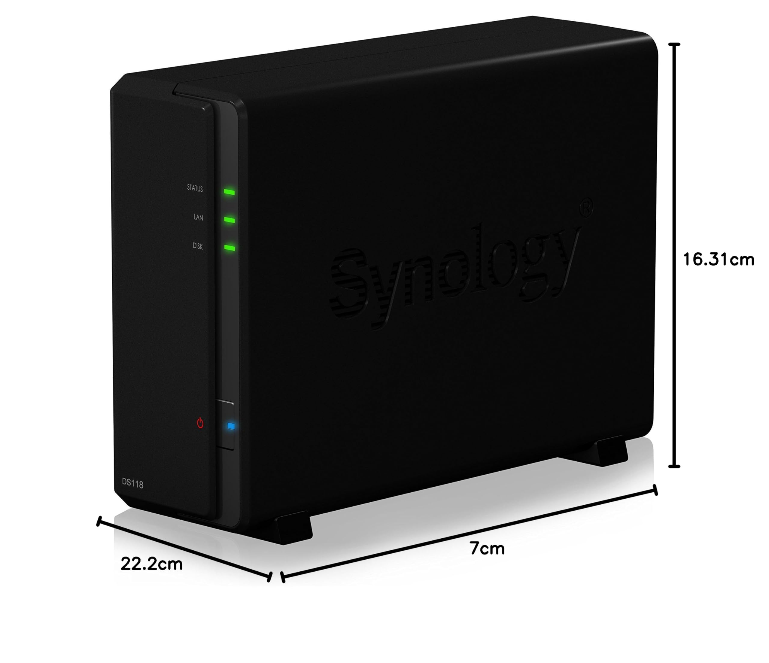 Synology DS118 1-Bay Desktop NAS Storage Enclosure - High-Performance Network Attached Storage for Home & Small Office Data Backup, Media Streaming & File Sharing