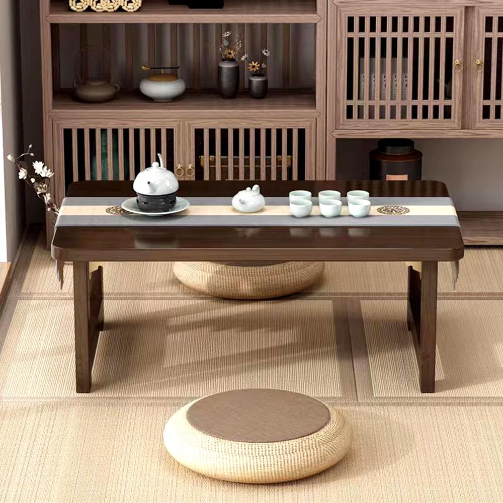 Japanese Folding Floor Table - Low Bamboo Coffee Table for Sitting, Dining & Tea Ceremony | Tatami Style Foldable Table for Living Room, Bedroom & Small Spaces (39.4 x 19.7 x 11.8 Inches) | Perfect for Meditation, Yoga & Asian-Inspired Home Decor
