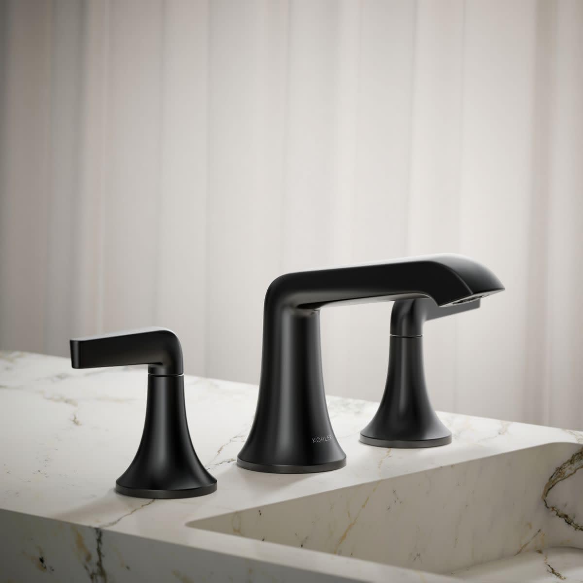 Kohler K-22020-4-BN Bathroom Sink Faucet - Single Handle Brushed Nickel Vessel Faucet for Modern Bathroom Vanity, Perfect for Home & Hotel Renovation