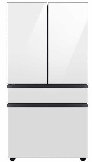Samsung 23 cu. ft. Bespoke 4-Door French Door Refrigerator with Beverage Center - White Glass (RF23BB860012) | Smart Kitchen Appliance for Modern Homes & Entertaining