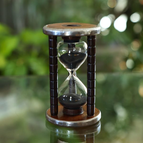 5 Minute Antique Wood Tea Break Timer - Perfect for Tea Ceremonies, Meditation & Productivity Boosting - Vintage Style Sand Timer for Office, Kitchen & Relaxation