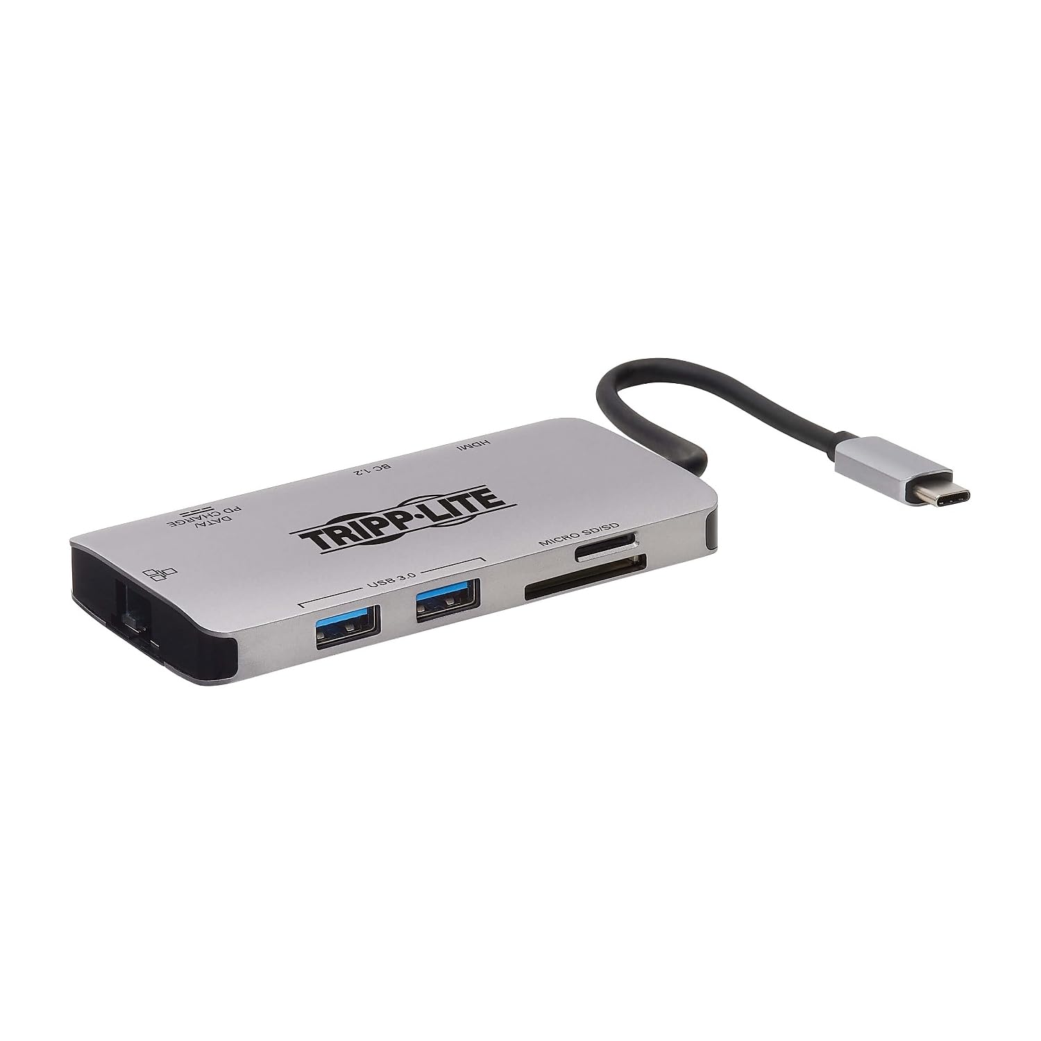 Tripp Lite USB C Docking Station with 4K HDMI, USB Hub, SD/Micro SD Card Reader & Gigabit Ethernet - Charge Laptop & Connect Multiple Devices (U442-DOCK5-GY) - Perfect for Home Office, Remote Work & Multi-Monitor Setup