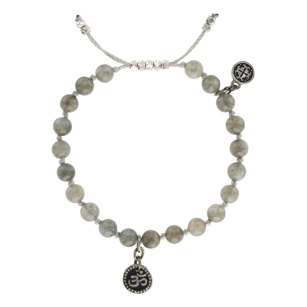Mala + Mantra Labradorite Adjustable Bracelet for Women - Healing Crystal Energy Jewelry for Meditation, Yoga & Spiritual Balance