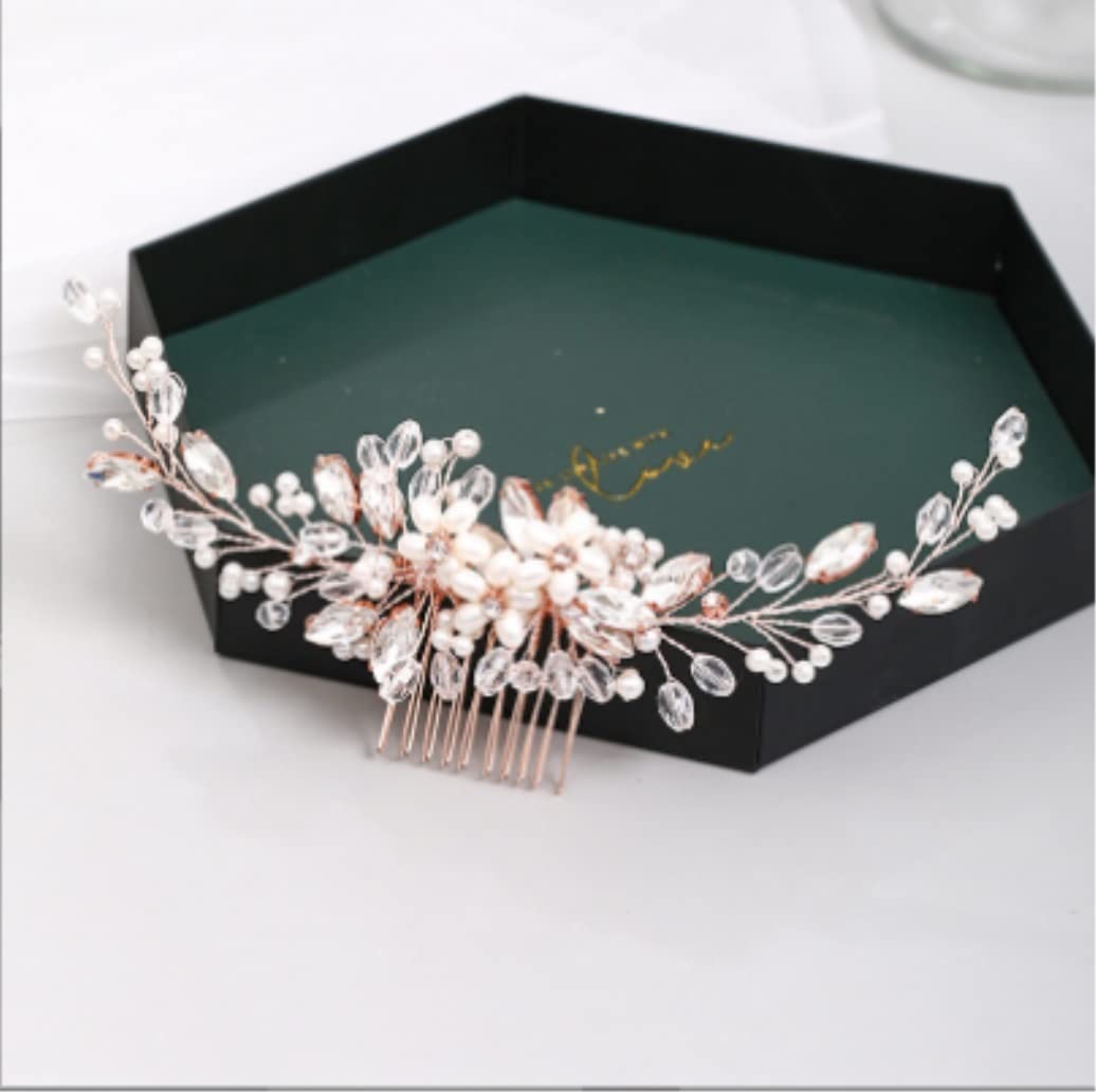 Elegant Gold Bridal Hair Comb with Floral Design - Wedding Hair Accessory for Brides, Bridesmaids & Formal Events - Perfect for Weddings, Proms & Special Occasions
